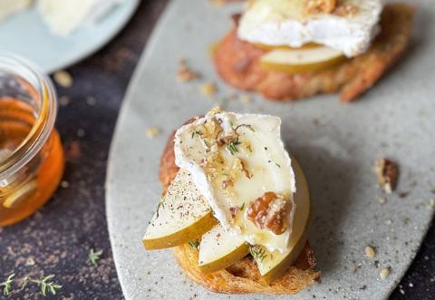 Bruschetta aux poires - Croûte fleurie version froide