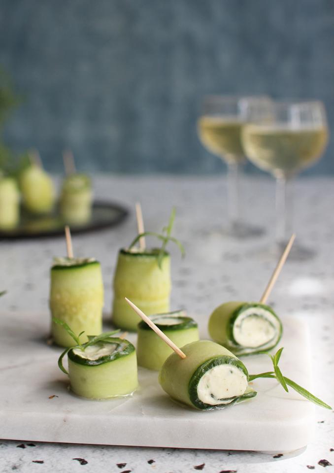 Roulés de concombre au fromage frais