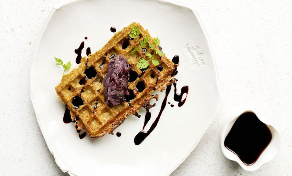 Gaufre de Plate de Florenville IGP au caramel et compotée d’oignons