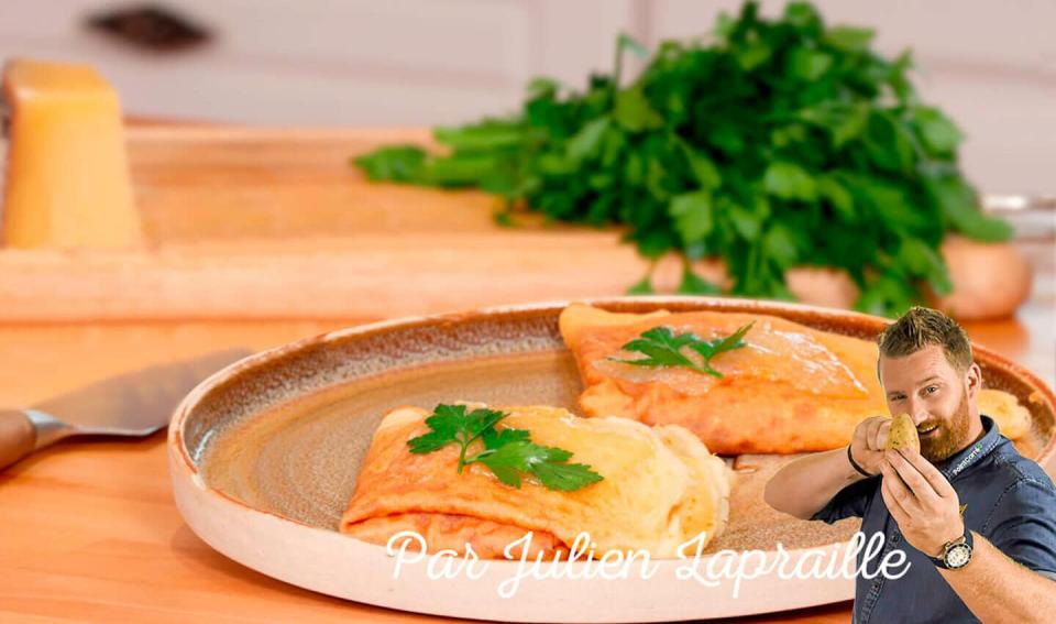 Crêpes fourrées au risotto de pomme de terre